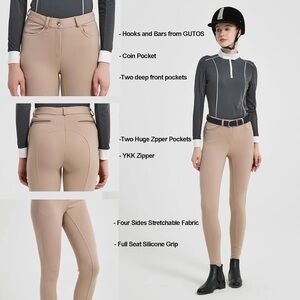 Women's Full-Seat Silicone Grip Riding Leggings in Beige
